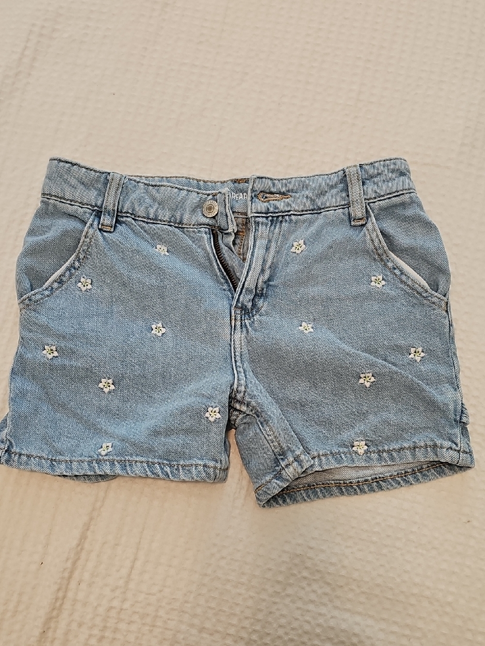 Light Blue Embroidered Denim Shorts - Girls